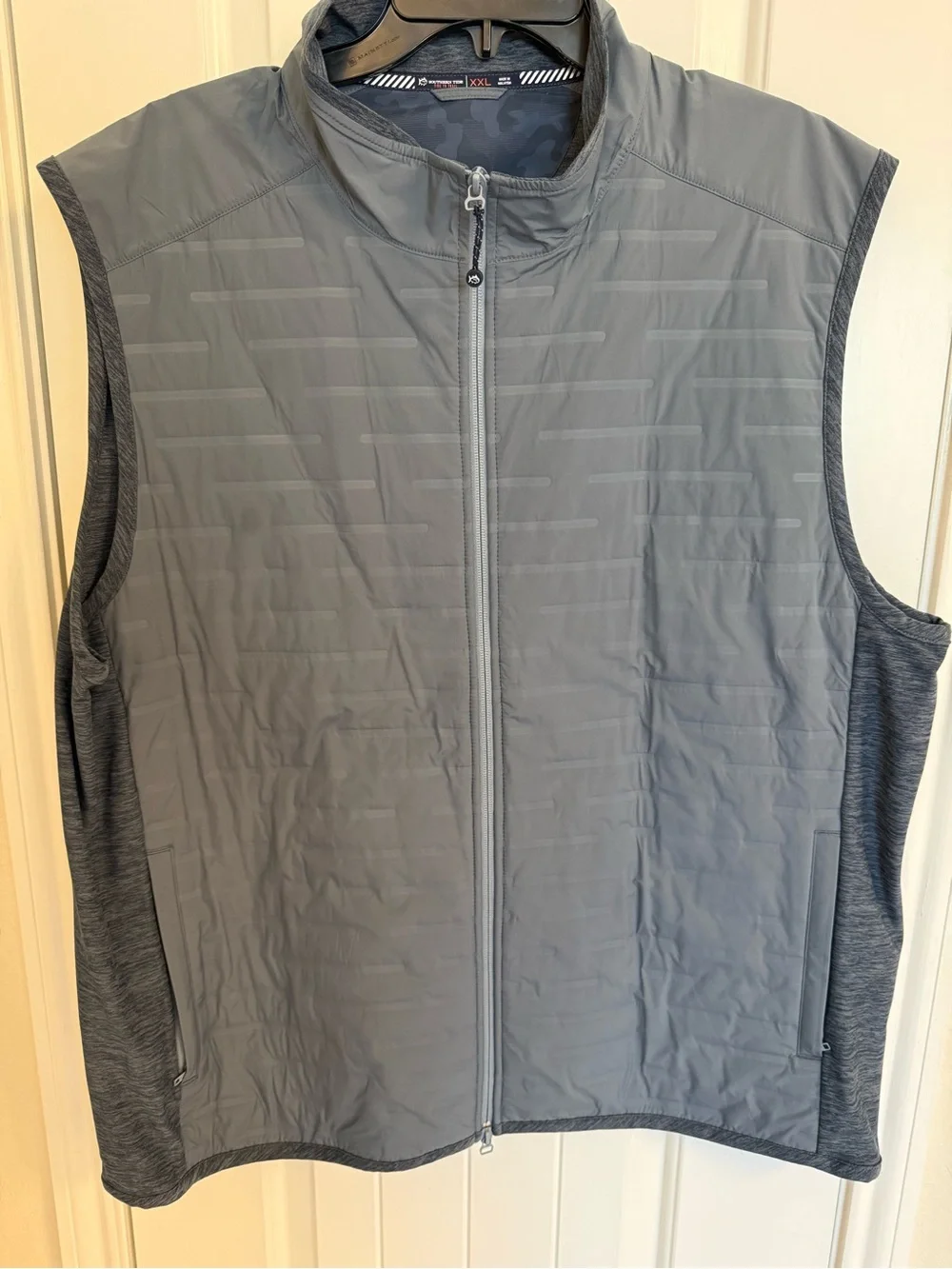 Southern Tide Abercorn Performance Quilted Grey Men's Vest - Full-Zip Layer XXL